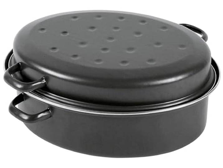 Krüger Emaille Gansbräter 38 x 28,5 cm oval 7,0 L Induktionsgeeignet