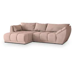 ECKSOFA ORENTI L-S Rosa Velours-Stoff mit Schlaffunktion