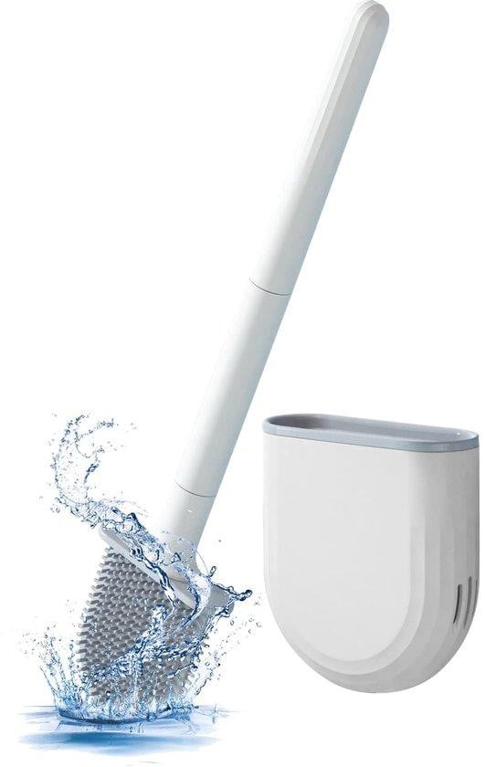 Unyqoos siliconen toiletborstel met houder voor wandmontage en dieptereiniging