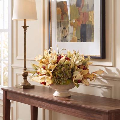 Creative Labs Fall Centerpiece with Leaves and Hydrangeas