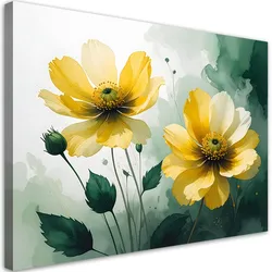 LEINWANDBILD, Sonnige gelbe Blumen in einer natürlichen Komposition