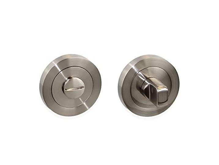 Emuca - Rosace de condamnation pour porte intérieur\, Jeu 5 serrure condamnation avec rosace D.50 mm\, zamak\, Nickel satiné