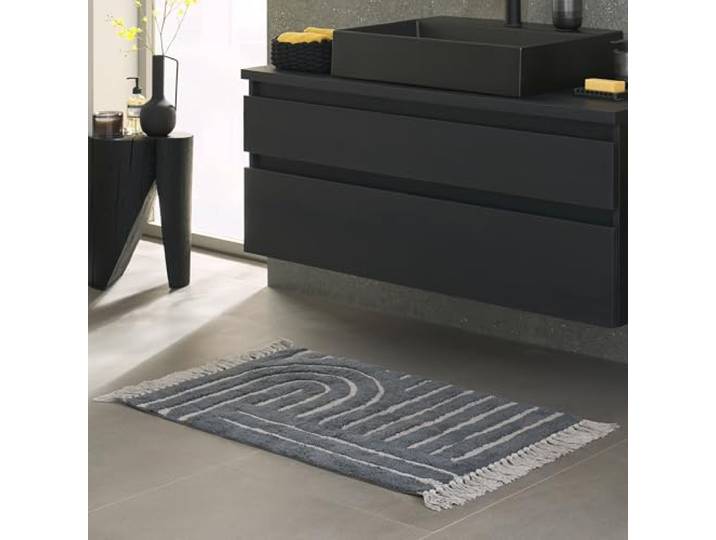 Waschbarer Badteppich einfarbig - Grafik Anthrazit 67 x 110cm (Rechteckig)