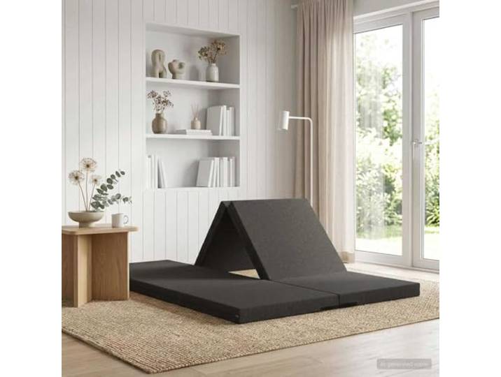 ZXQVLMRS Schlafsofa Klappbar Gästebett Grau 140x67x15cm Bodenmatratze Platzsparendes Design, Einfacher Klappmechanismus, Weicher Polyesterstoff