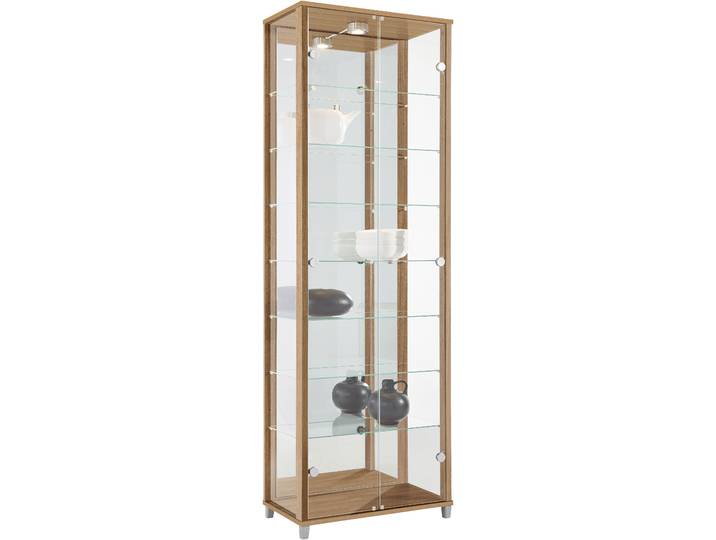 Vitrine FIF MÖBEL OPTIMA , braun (nocefarben), B:58cm H:172cm T:33cm, Holzwerkstoff, Sicherheitsglas ESG, Schränke, Vitrine, Standvitrine/Glasvitrine 2x Glastür,perfekt für Sammler,Sammlervitrine