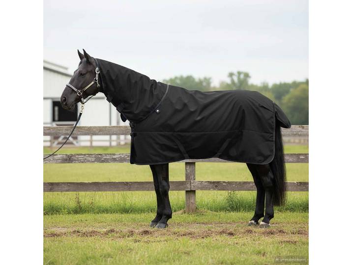 vidaXL Pferdedecke Voll Schwarz 85 cm Polyester