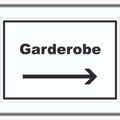HB-Druck Garderobe Aufkleber mit Text Richtungspfeil rechts Kleidung aufbewahren waagerecht A7 (74x105mm)