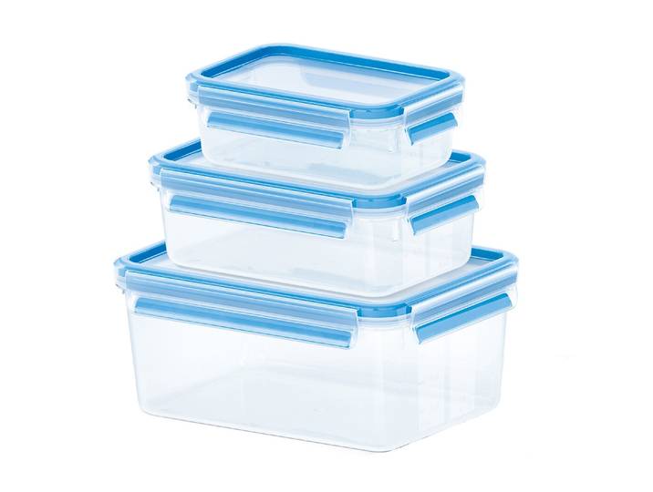 Frischhaltedose EMSA Clip & Close , blau (transparent, hellblau), Kunststoff, Lebensmittelaufbewahrungsbehälter, Frischhaltedose, 0,55/1/2,2L, auslaufsicher, hygienisch, innovative Deckeltechnologie