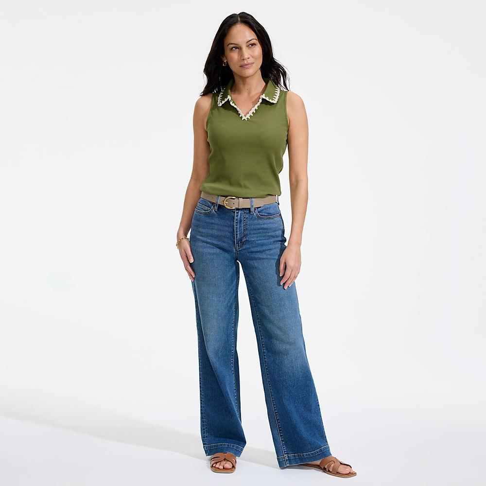 High Waist Jeans mit weitem Bein in Tall-Größe, Damen, size: tall, Blau, by Lands' End