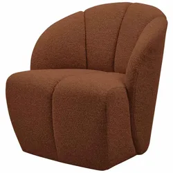 Drehsessel Mojo aus Bouclé-Stoff, modern und gepolstert, rostbraun, drehbar, für Dein Zuhause