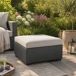 Allibert Salta Hocker mit Sand Kissen   Stilvoller Gartenhocker in Rattanoptik   Final Sale