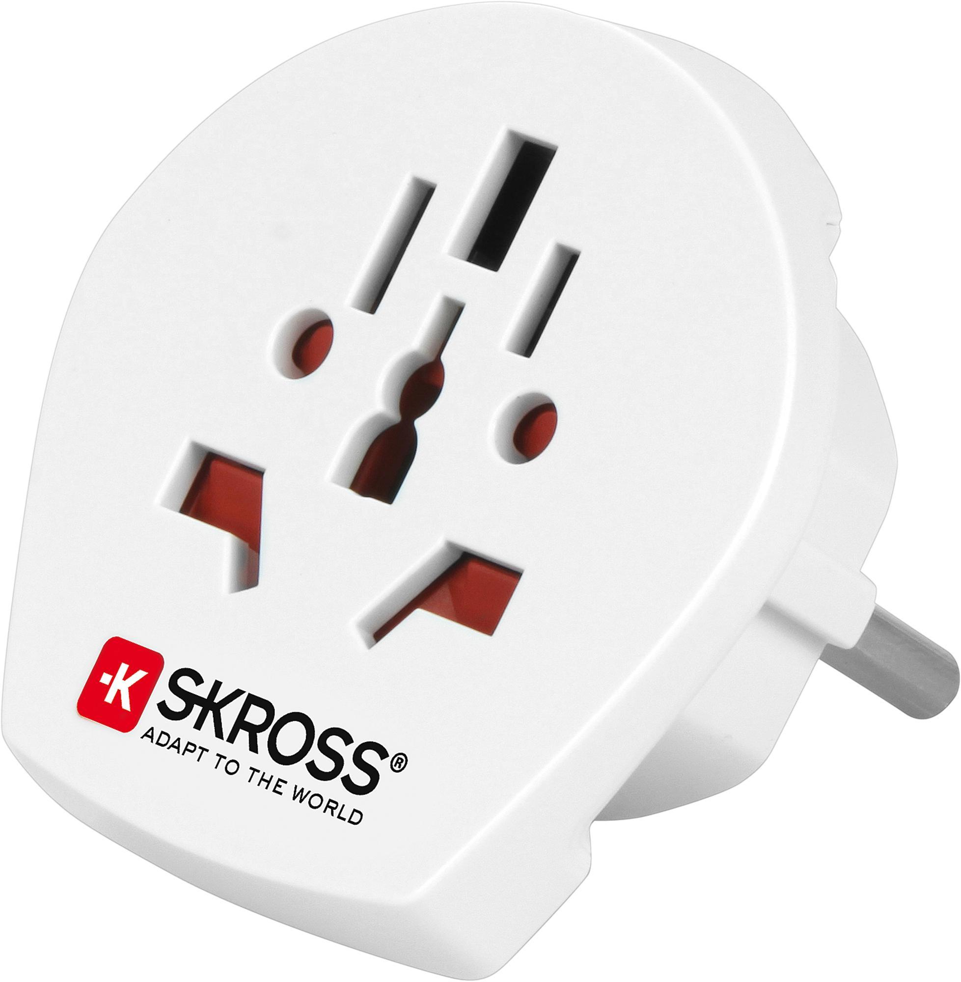 10x SKROSS 39769 Länderadapter, Welt -> Europa, weiß - geeignet für alle geerdeten und ungeerdeten Geräte (2- und 3-polig)