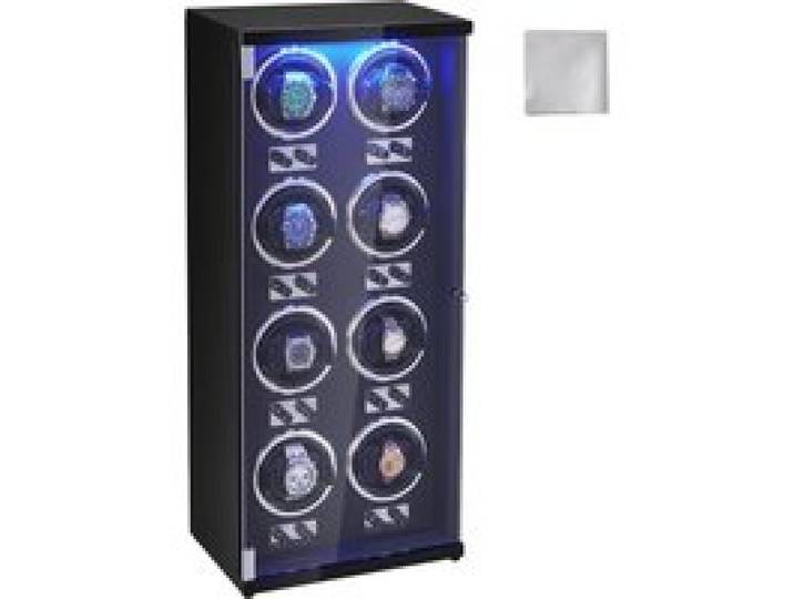 VEVOR Uhrenbeweger, Automatik-Uhrenbeweger, Watch Winder, Uhrenbeweger für Automatikuhren, Automatischer Uhrenbeweger mit Platz für 8 Uhren, LED Beleuchtung, 150–207 mm Einstellbar Riemenlänge