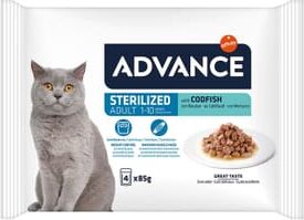 Advance Comida Húmida Gato Esterilizado Bacalhau 4 Unds 85g