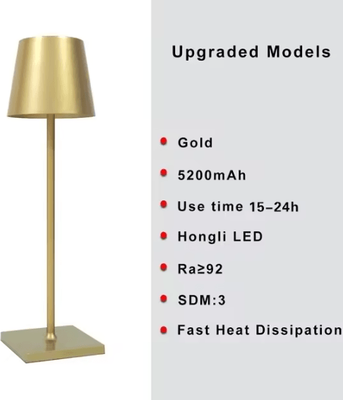 Inspire Curations Cordless Rechargeable LED Table Lamp With Touch Control For Bedroom, Restaurant & Hotel gold dimmable