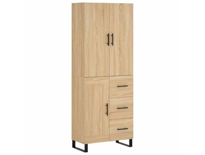 PUGYNBK Hoher Kommode, Sperrholz, Eiche, 180 cm 69,5 x 34 cm, praktische Türen, Metallbeine, feuchtigkeitsbeständig