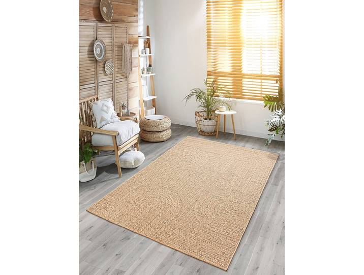 Teppich THE CARPET Kansas , beige (natur), B:120cm H:1mm L:170cm, Polypropylen, Teppiche, Teppich, moderner robuster In und Outdoor Teppich Jute Look