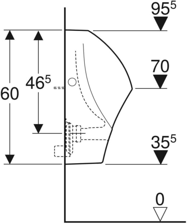 Geberit Urinal Renova w K-T., trigonal, Zul. v ob, Abg. n hi. (501675008)