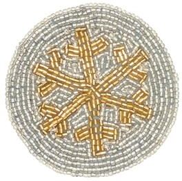 Saro Lifestyle "Snowflake Sparkle Beaded Coaster (Set of 4) - 4"""
