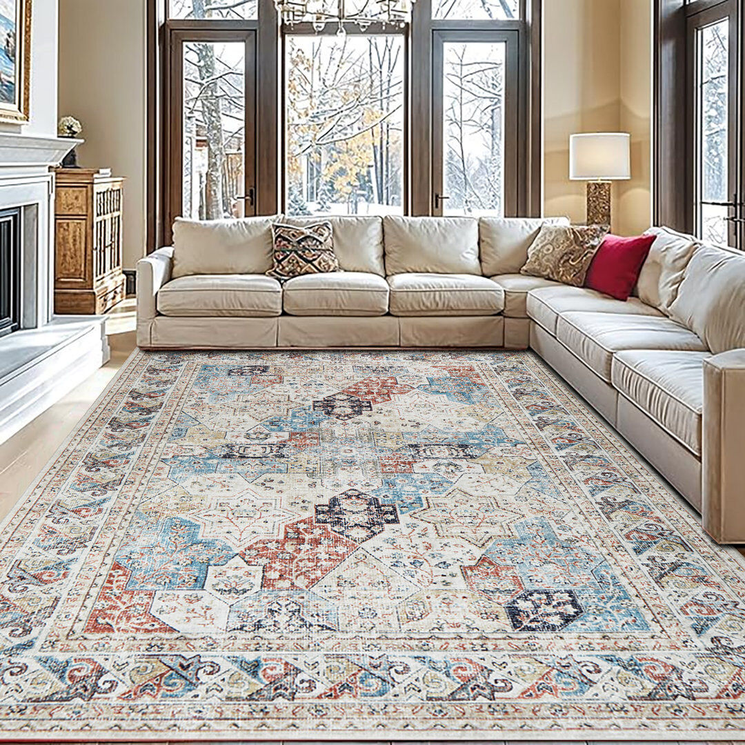 Langley Street Vintage Look Shag Area Rug COASTAL Rectangle 80 x 150cm