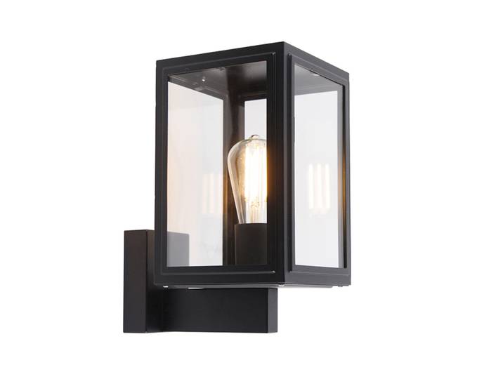 Landelijke wandlamp zwart IP44 - Sutton Up