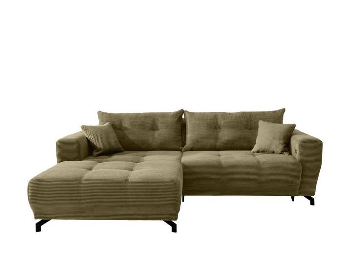 freiraum Polsterecke Renard, elektrische Sitztiefenverstellung, Cord gold - 177x80x246cm (BxHxT)