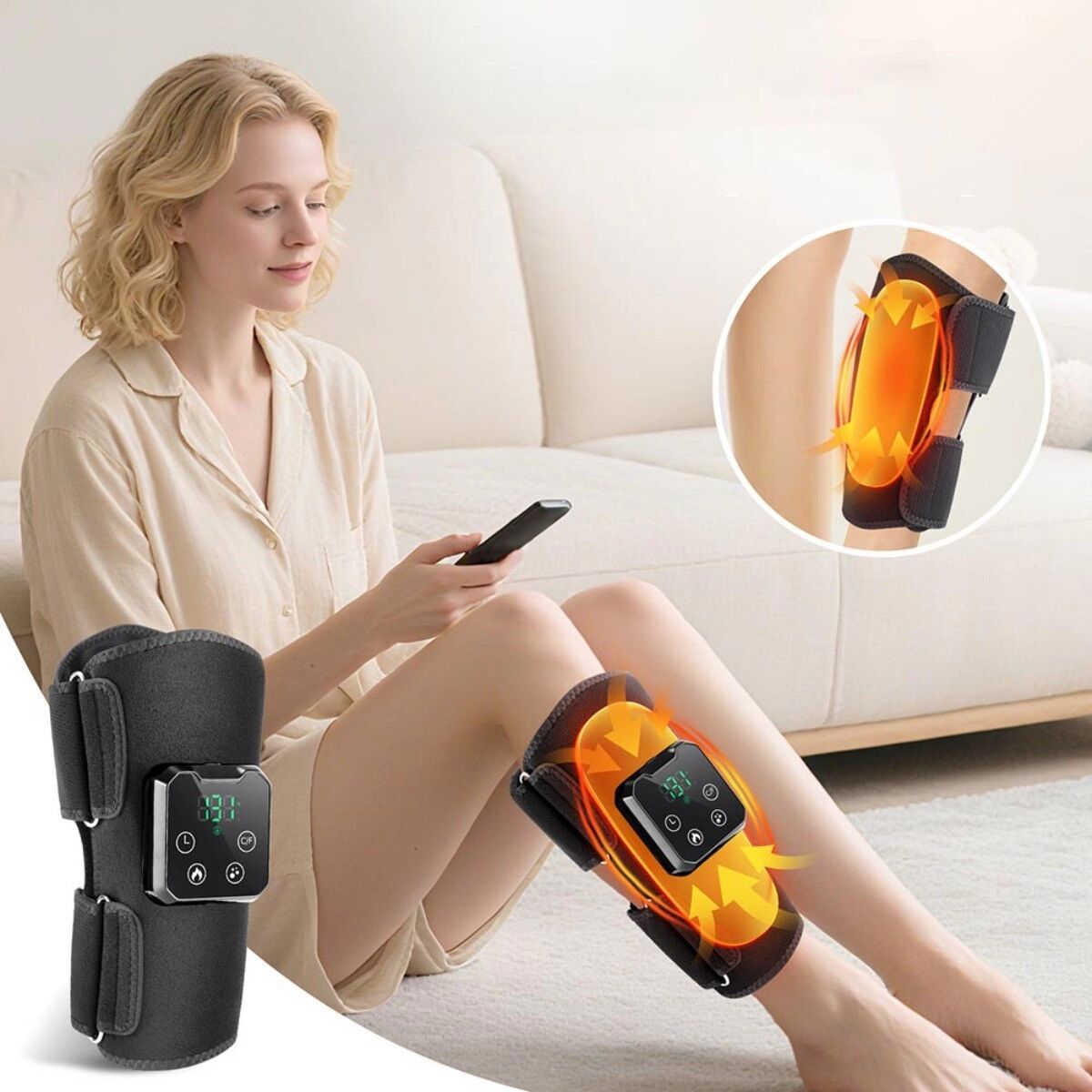 INF Beheiztes Wadenmassagegerät mit Luftkompression, 4000mAh Akku, Dual-Zonen, 3-Stufen Kompression & 4 Temperaturstufen