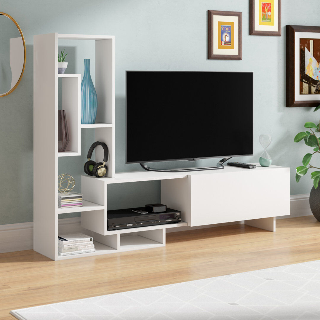 Blue Elephant Mosby TV Stand with Shelves for TVs up to 50" White 50"