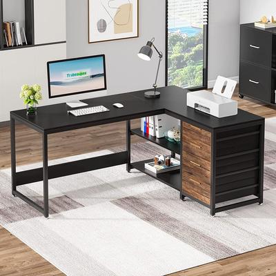 Tribesigns Reversible L-Shaped Office Desk Computer Desk Sturdy Writing Table Workstation
