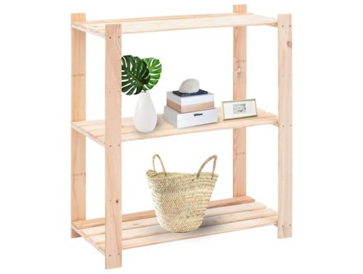 HKLGBVCR Regal aus massivem Kiefernholz, 3 Ebenen, 80 x 38 x 90 cm Naturholz, einfache Montage, Montage-Set inklusive, vielseitig einsetzbar, personalisierbar