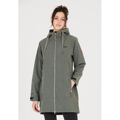 Softshelljacke WEATHER REPORT "Lilan", Damen, Gr. 36, grau (dunkelgrau), 96% Polyester, 4% Elasthan, unifarben, lang, ohne Ausschnitt, Jacken Softshelljacke, mit langem Schnitt und wasserdichter Funktion