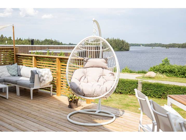 Garten Hängesessel Vegas - aus Rattan-Metall in Weiß - Weiß - Luxusbetten24