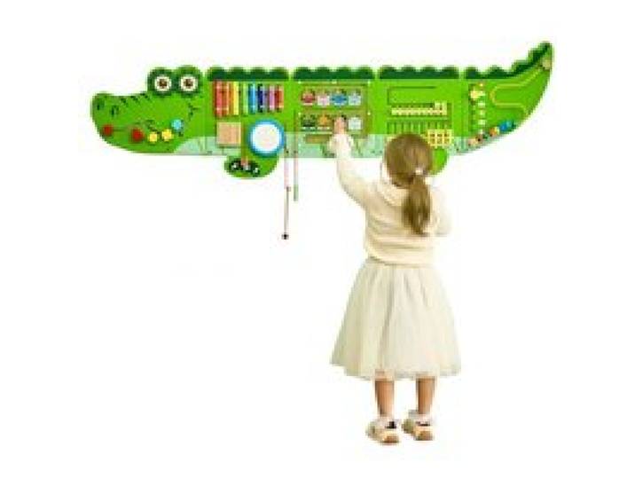 VEVOR Panneau Mural Sensoriel Crocodile pour Enfants, Tableau d'Activités Montessori avec 9 Jeux, Jouet Éducatif Interactif pour Enfants de 3 à 12 ans, Crèche, Garderie, Maternelle, Salle de Jeux