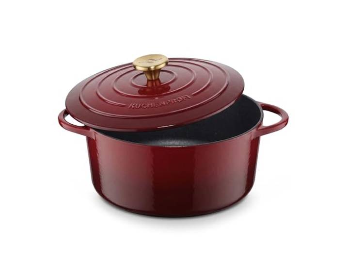 KÜCHENPROFI Gusseisen Bräter mit Deckel, rund, 26 cm, emailliert, médoc Schmortopf, emailliertes Gusseisen, für alle Herdarten, induktionsgeeignet, grillgeeignet, robust, pflegeleicht