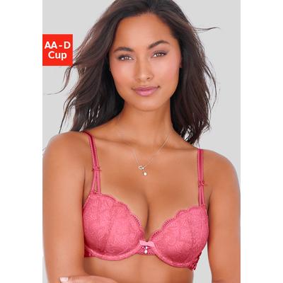 Push-up-BH LASCANA "Nikoletta", Damen, Gr. 70, Cup C, pink, Spitze, Obermaterial: 60% Polyamid, 35% Polyester, 5% Elasthan, BHs Push-up-BH, mit aufregender Schnürung an den Seiten, sexy Dessous, Reizwäsche