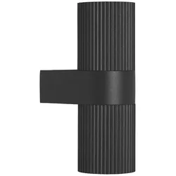 Nordlux Außenwand-Strahler KYKLOP RIPPLE, Up/Down, IP54 IK05, 2x GU10, Metall-Zylinder gerippt / Glas, schwarz NORD-2318051003