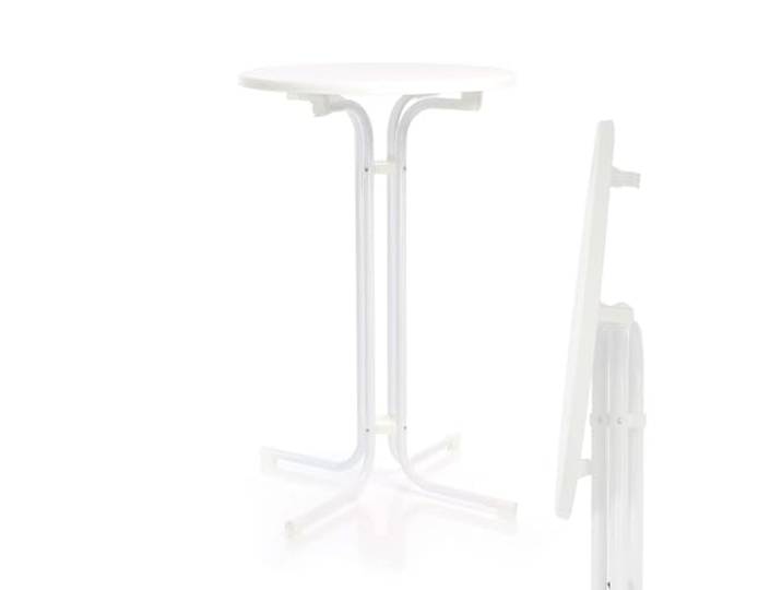 Toboli klappbarer Bistrotisch in Weiß Ø80cm runder Stehtisch Indoor/Outdoor Klapptisch 110cm hoch