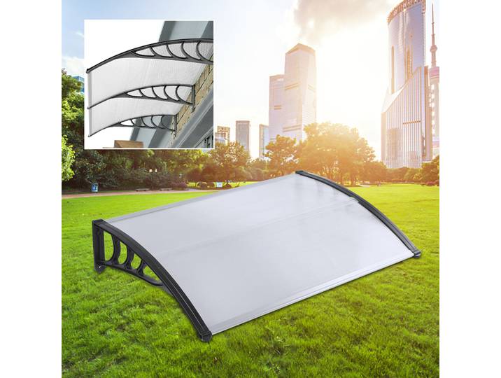 Auvent de fenêtre pour portes, auvents extérieurs, support noir, panneau Transparent, couverture de toit en Polycarbonate