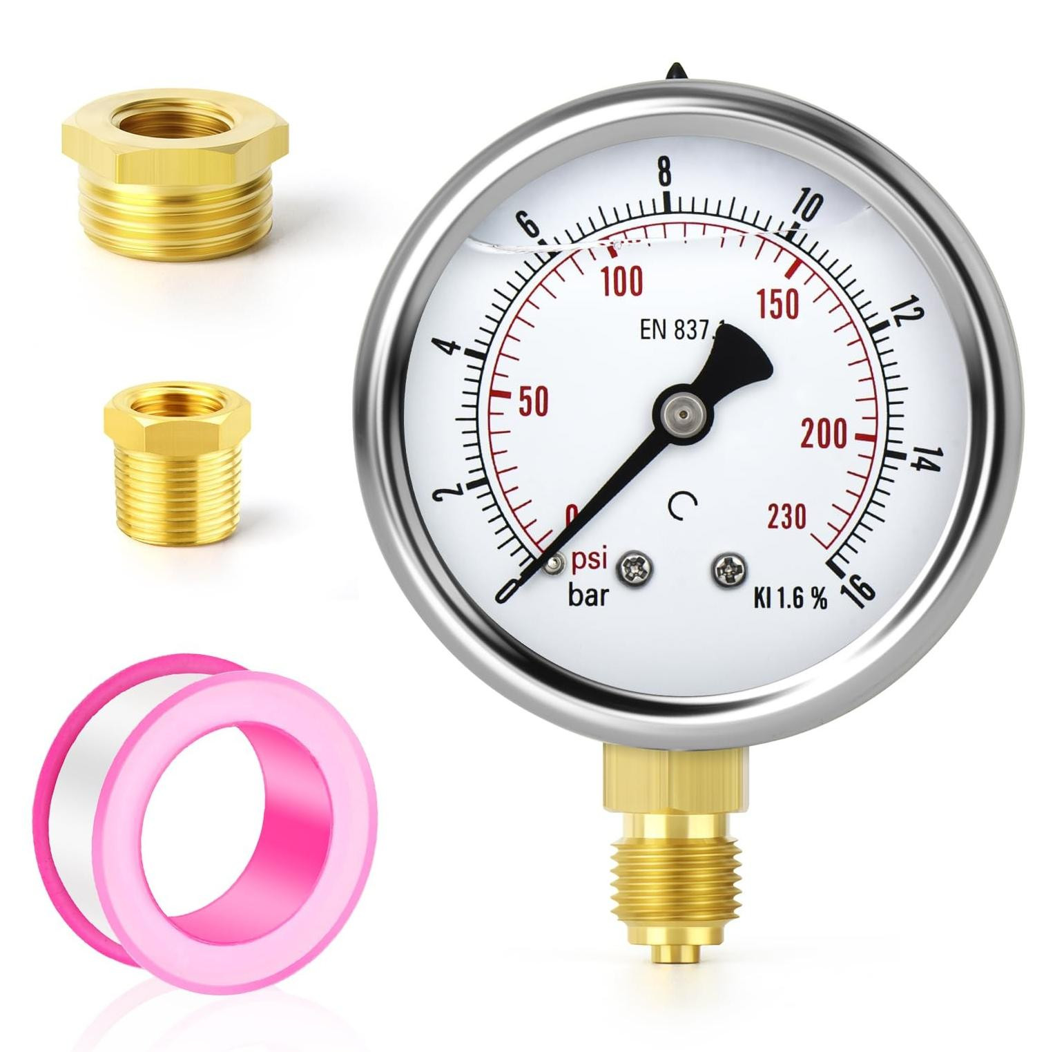 Merkloze RVS Drukmeter voor Water, Olie en Gas