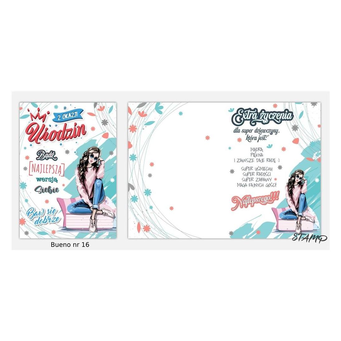 Stamp Bueno B6 Karte + Umschlag Muster Nr. 16 Geburtstag (47995848)