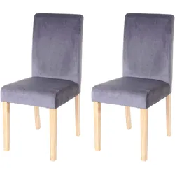2er-Set Esszimmerstuhl Stuhl Küchenstuhl Littau, Samt ~ grau, helle Beine