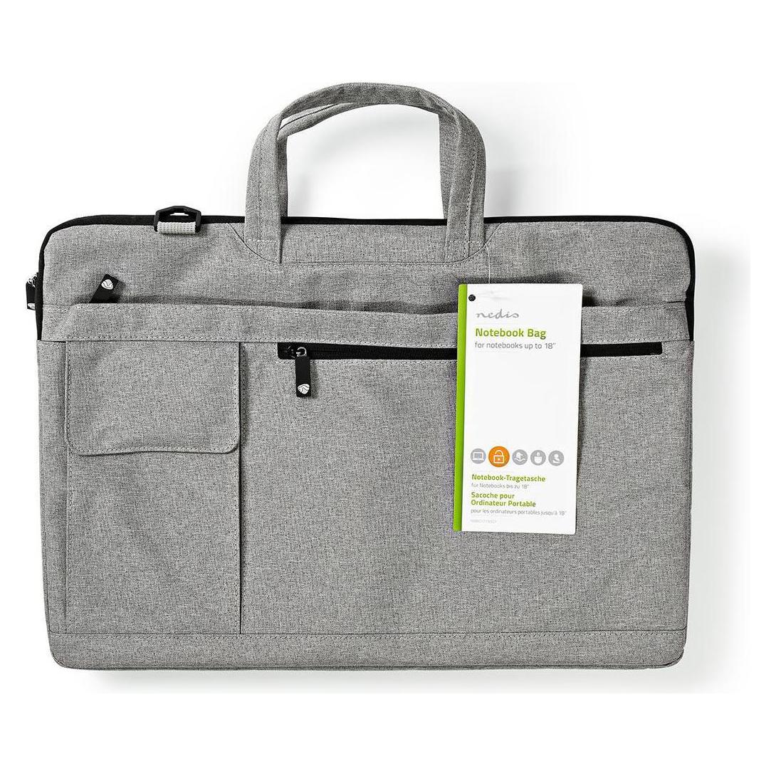 Nedis Notebook-Tasche - Laptoptasche - Aktentasche - Schultertasche - Das Tragen Gürtel - 17-18" - (18", Universal) (NBBG17150GY)