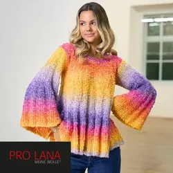 Strickanleitung – Sweater im Rippenmuster in A-Linie aus Pro Lana Piuma Cotton