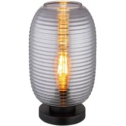 Tischleuchte Beistelllampe Nachttischlampe Schlafzimmerlampe Metall Schwarz Glas