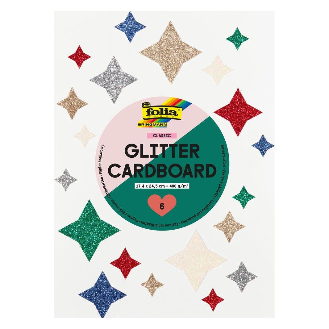 Folia Glitterkarton Cla. 17.4x24.5cm (300 g/m², 6x) (86719)