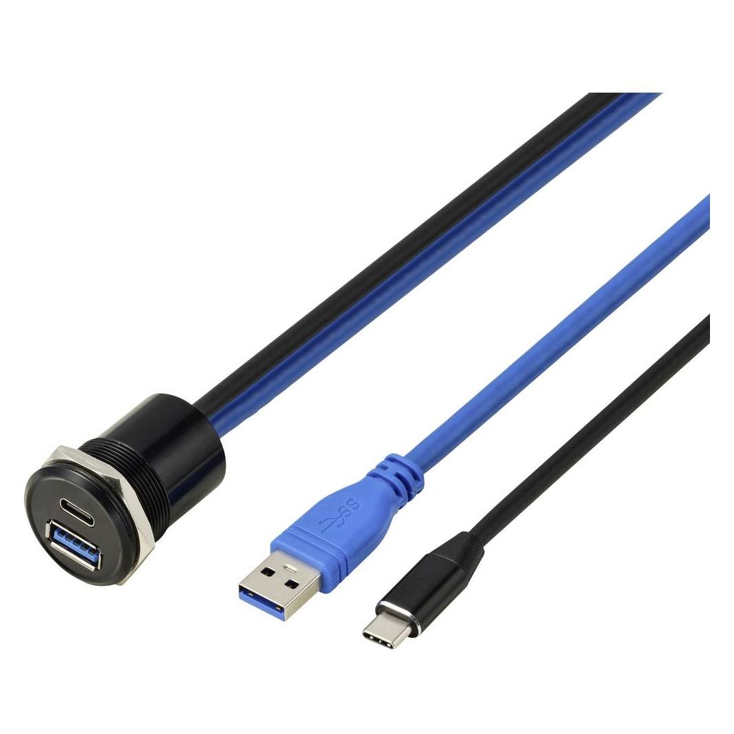 Tru Components USB 3.1 Type-C & USB 3.0 Type-A Einbaubuchse, Buchse/Stecker, 25 (TC-14378464)