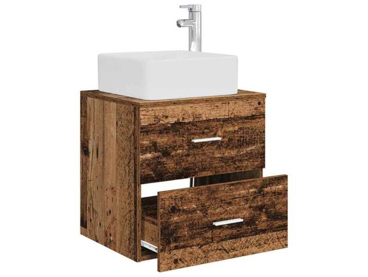 Meuble sous lavabo - - Meuble lavabo - Bois ingénierie - Bois ancien - Avec lavabo - 53x34 5x63 cm 634afx73q
