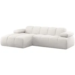 Ecksofa Mojo Chaiselongue, Chenille-Stoff in Wollen-Optik, modern, Natur, links, verstellbare Armlehnen