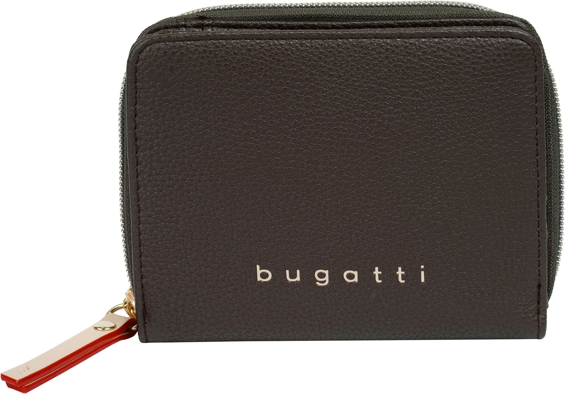 Geldbörse BUGATTI "BUGATTI Damen ELLA", Damen, braun (dunkelbraun), Kunstfaser, leicht glänzend, unifarben, Kleinlederwaren Geldbörse dunkelbraun Einheitsgröße