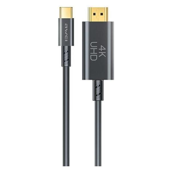 Awei kabel CL-212T USB-C na HDMI 4K 30Hz czarny/black (1.80 m) (CL-212T)